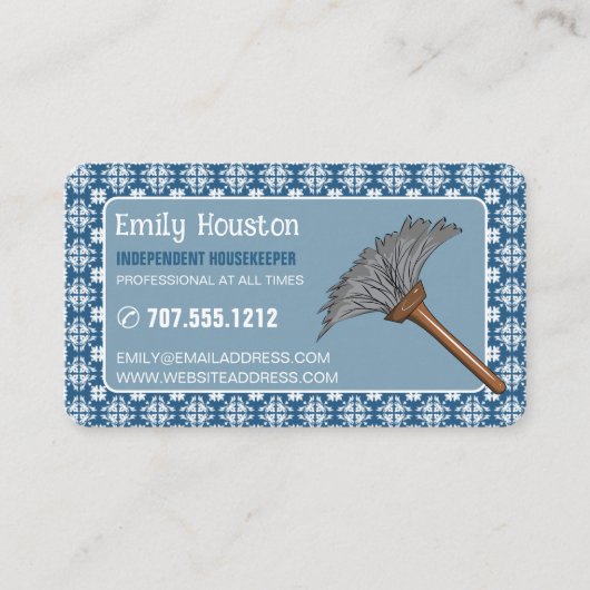 ヴィンテージパターン&ダスター、家政婦、メイド 名刺 (正面)