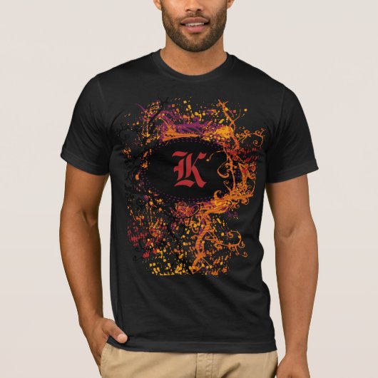 ヴィンテージパターン(モノグラム文字K) Tシャツ (正面)