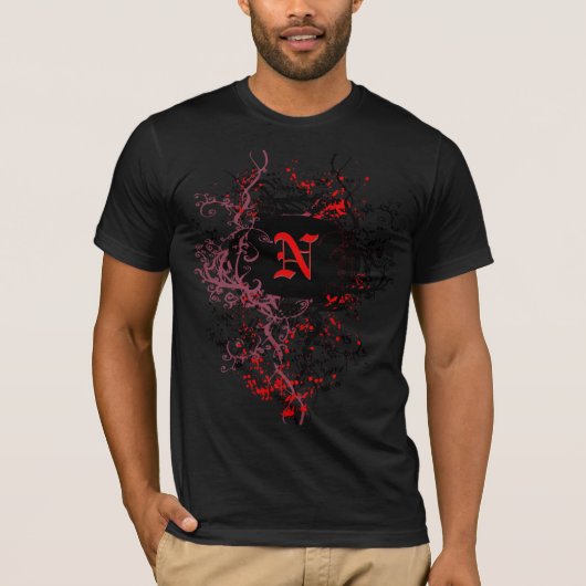 ヴィンテージパターン（モノグラム文字N） Tシャツ (正面)
