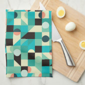 ヴィンテージパターン（三角形と円） キッチンタオル (四つ折り)