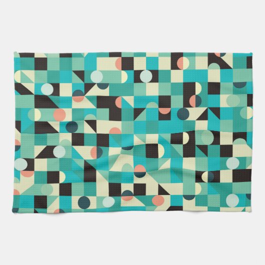 ヴィンテージパターン（三角形と円） キッチンタオル (横)