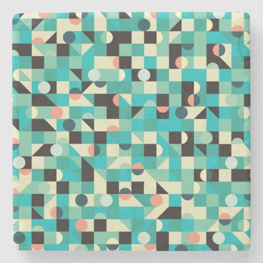 ヴィンテージパターン（三角形と円） ストーンコースター (正面)