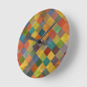 ヴィンテージパターン。幾何学模様 ラウンド壁時計 (傾斜)