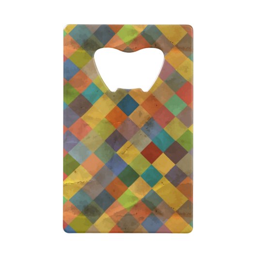 ヴィンテージパターン。 幾何学的 クレジットカード栓抜き (正面)