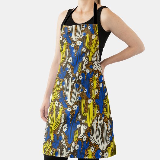 ヴィンテージパターン(黒い背景にサボテン)S エプロン (インサイチュ)