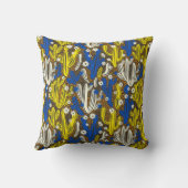 ヴィンテージパターン（黒い背景にサボテン）S クッション (裏面)