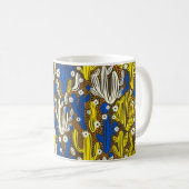 ヴィンテージパターン(黒い背景にサボテン)S コーヒーマグカップ (正面右)