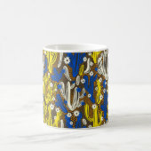 ヴィンテージパターン(黒い背景にサボテン)S コーヒーマグカップ (中央)