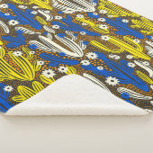 ヴィンテージパターン(黒い背景にサボテン)S シェルパブランケット (3/4)