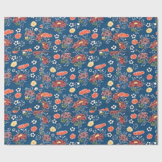 ヴィンテージパターンBingata：牡丹と小さなチェア… ラッピングペーパー (フラット)