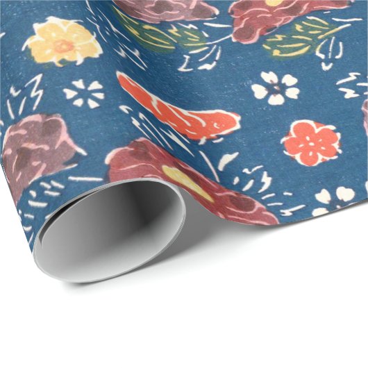 ヴィンテージパターンBingata：牡丹と小さなチェア… ラッピングペーパー (ロールコーナー)