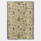 ヴィンテージパター航海のンアンティークコースタルディコル スローブランケット (正面縦)