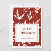 ヴィンテージパター赤と白ンクリスマスカード 招待状 (正面)