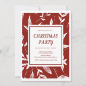 ヴィンテージパター赤と白ンクリスマスパーティー 招待状 (正面)