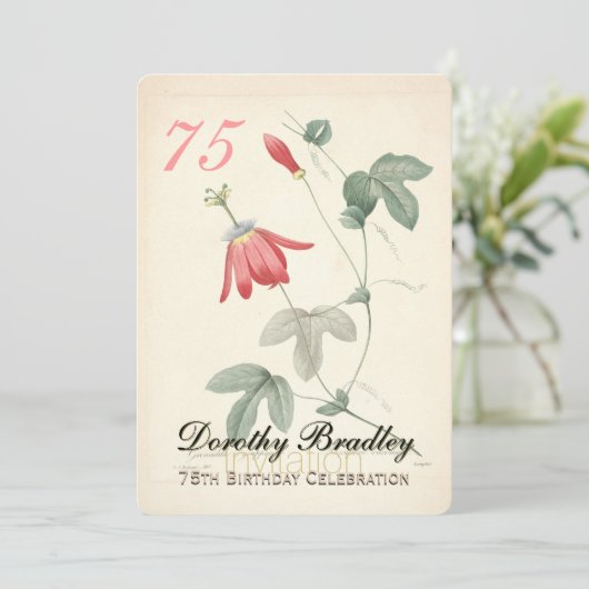 ヴィンテージパッシフローラ75thバースデーパーティーへの招待 招待状 (スタンド正面)