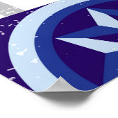 ヴィンテージパッチワークの背景(青伝統的) ポスター (角)