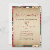 ヴィンテージパッチワークキルトクリスマスホリデーパーティー 招待状 (正面)