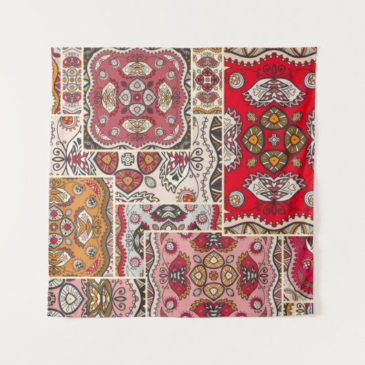 ヴィンテージパッチワークキルトパターンヴィンテージ装飾 タペストリー (正面)