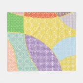 ヴィンテージパッチワークキルトパターンヴィンテージ装飾 フリースブランケット (正面(横))