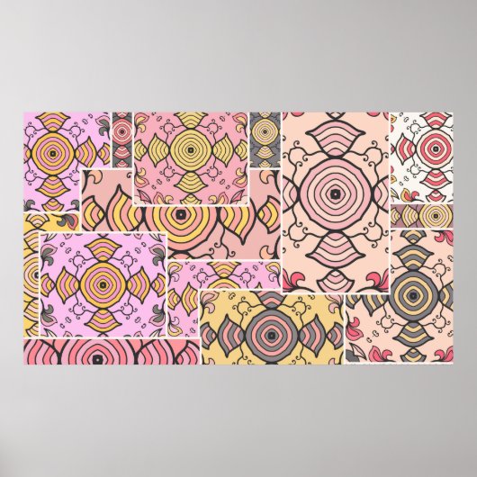 ヴィンテージパッチワークキルトパターン。ヴィンテージデコレティヴ ポスター (正面)