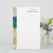 ヴィンテージパッチワークキルト文縁ど房具 便箋 (スタンド正面)