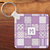 ヴィンテージパッチワークキルト(ピンクパープルキーチェーン) キーホルダー (正面)