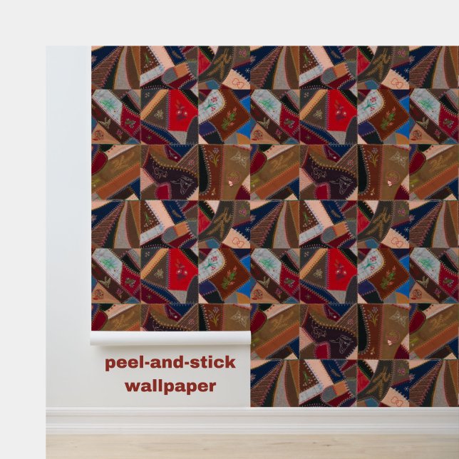 ヴィンテージパッチワークキ素朴ルトファームハエレガントウス 壁紙 (Colorful vintage patchwork crazy quilt pattern wallpaper to add personality to your space!)