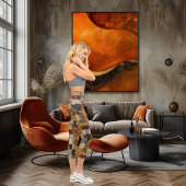 ヴィンテージパッチワーク芸術的ブレンド繊維パターン カプリレギンス