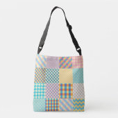 ヴィンテージパッチワーク：テキスタイルのシームレスな背景 クロスボディバッグ (裏面)