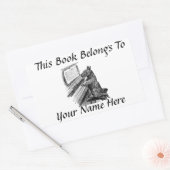 ヴィンテージパップアンドピアノ書名プレート 長方形シール (封筒)