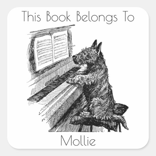 ヴィンテージパッ遊プザピアノ蔵書票 スクエアシール (正面)