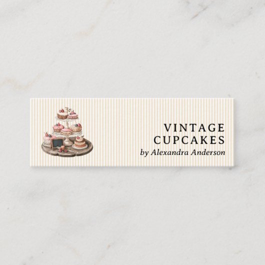 ヴィンテージパティスリースイーツパティシエ スキニー名刺 (正面)