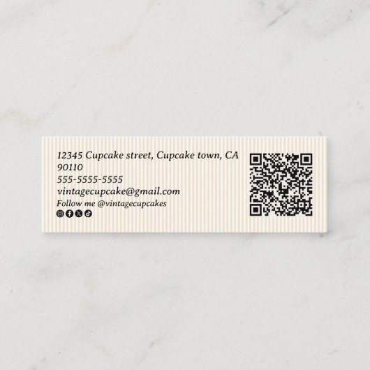 ヴィンテージパティスリースイーツパティシエ スキニー名刺 (裏面)