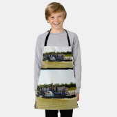 ヴィンテージパドル蒸し器の水色、キッズエプロン エプロン (着用した状態)