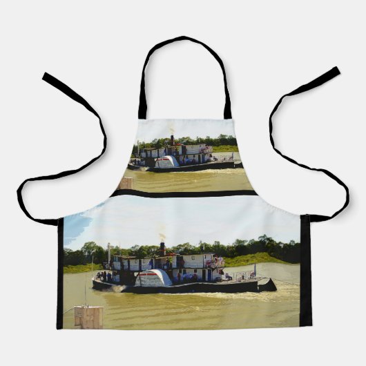 ヴィンテージパドル蒸し器の水色、キッズエプロン エプロン (正面)