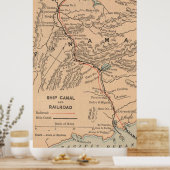 ヴィンテージパナマ運河の地図(1885) ポスター (キッチン)