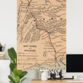 ヴィンテージパナマ運河の地図(1885) ポスター (ホームオフィス)