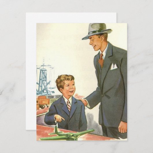 ヴィンテージパパと飛行機父の日 シーズンカード (正面/裏面)