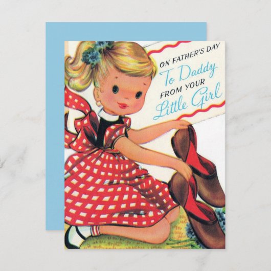 ヴィンテージパパの女の子ハッピーファーザーズ・デイ シーズンカード (正面/裏面)