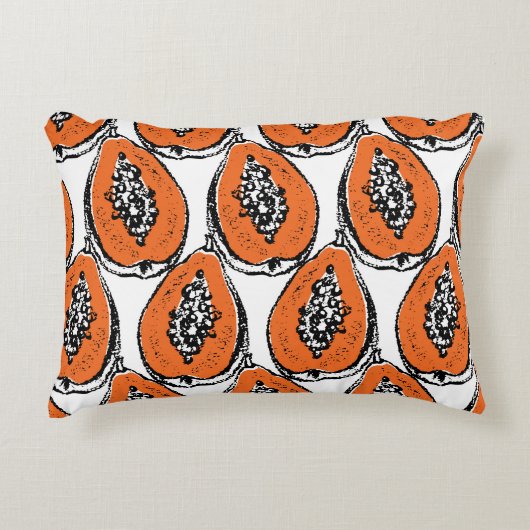 ヴィンテージパパイヤ炭スケッチ模様。 アクセントクッション (正面)