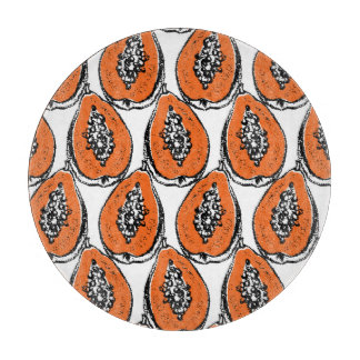 ヴィンテージパパイヤ炭スケッチ模様。 カッティングボード