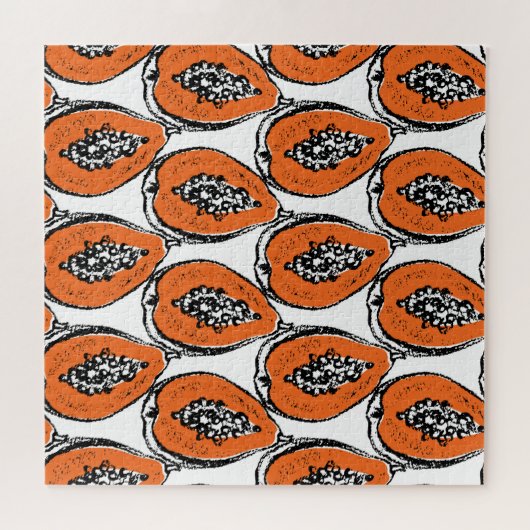 ヴィンテージパパイヤ炭スケッチ模様。 ジグソーパズル (横)