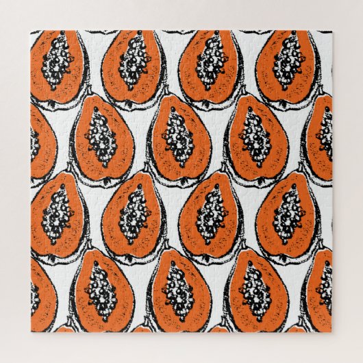 ヴィンテージパパイヤ炭スケッチ模様。 ジグソーパズル (縦)