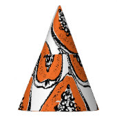 ヴィンテージパパイヤ炭スケッチ模様。 パーティーハット (左)