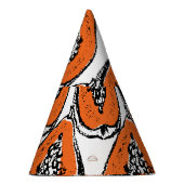 ヴィンテージパパイヤ炭スケッチ模様。 パーティーハット (右)