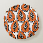 ヴィンテージパパイヤ炭スケッチ模様。 ラウンドクッション (裏面)