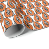 ヴィンテージパパイヤ炭スケッチ模様。 ラッピングペーパー (ロールコーナー)