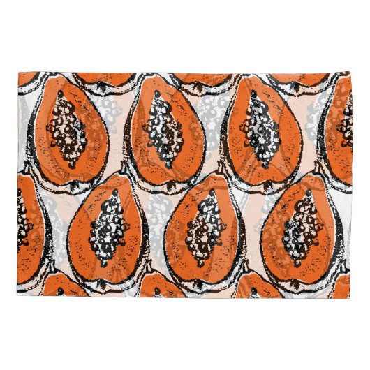 ヴィンテージパパイヤ炭スケッチ模様。 枕カバー (裏面)