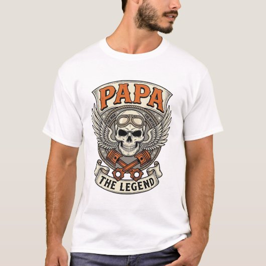 ヴィンテージパパバイカースカル伝説 Tシャツ (正面)