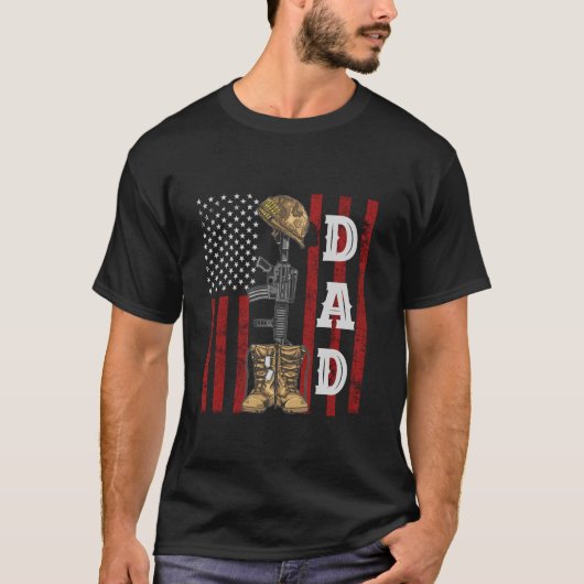 ヴィンテージパパ衣装退役軍人兵アメリ誇りを持ったカ Tシャツ (正面)
